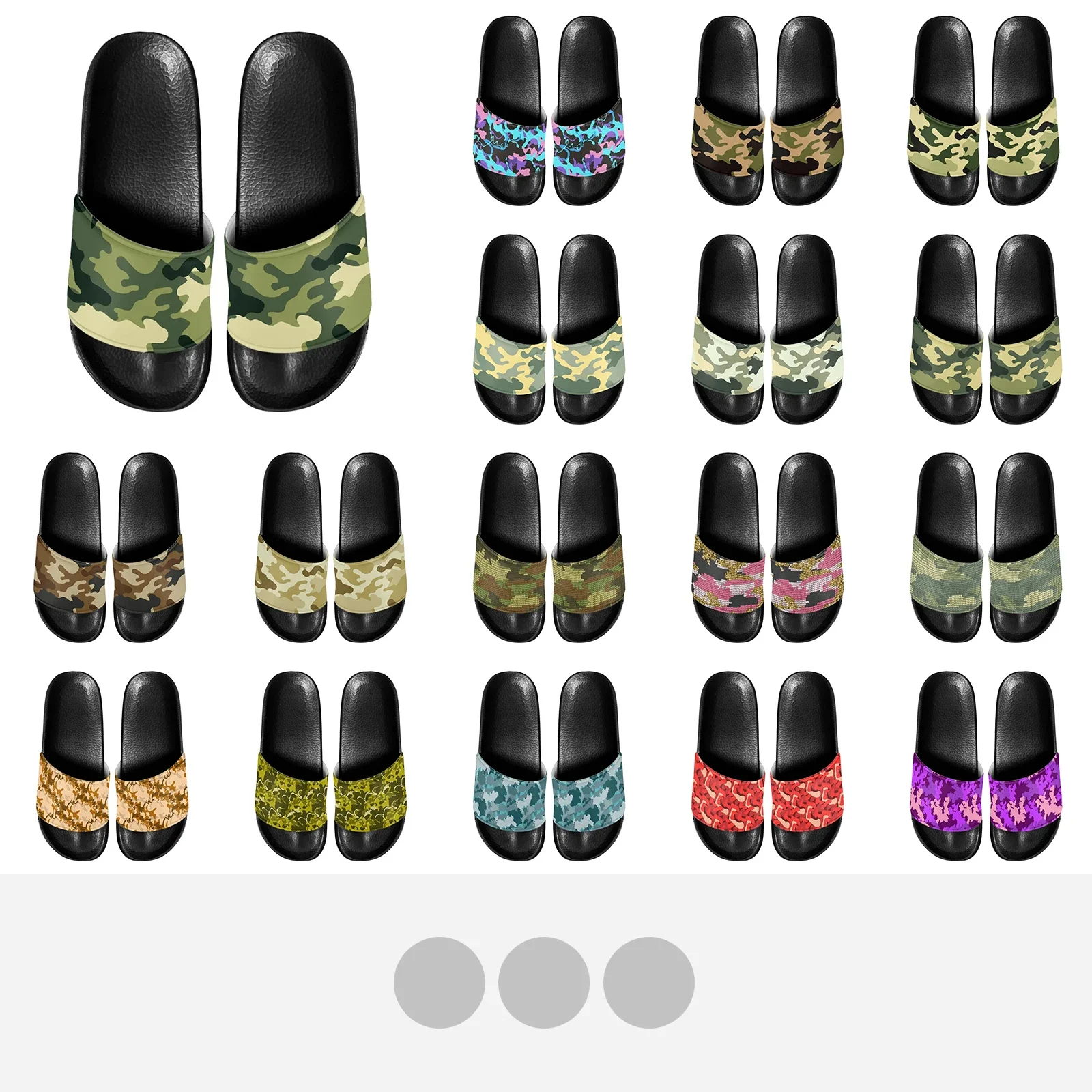 Lightweight Men Green Camouflage Slippers EVA Sole Anti-Slip Design Household Bath Sandals Outdoor Beach Slippers Soft PU Upper