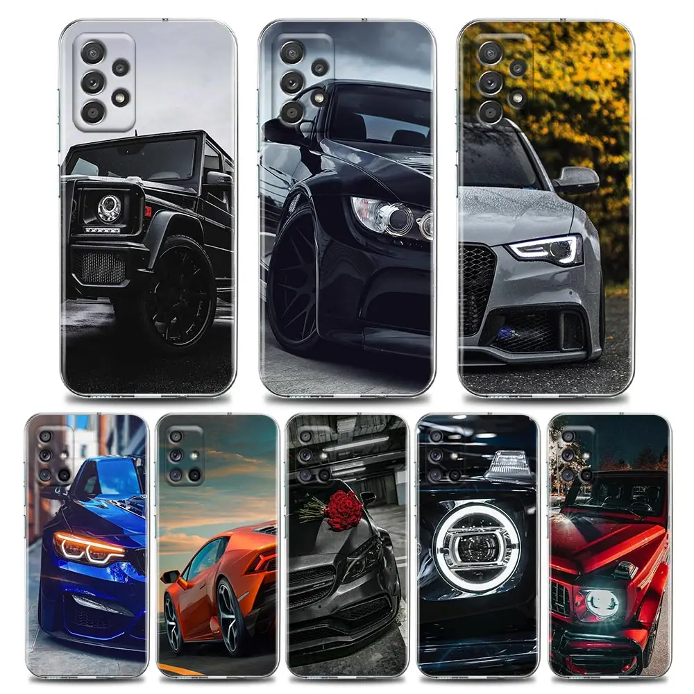 Male Men Brand SUV Sports Cars Case For Samsung Galaxy A55 A35 A06 A52 5G A53 A72 A54 A51 A33 A32 A13 A22 A23 Soft Phone Cover