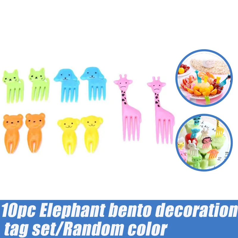 10pcs Animal Farm Fruit Fork Mini Cartoon Children Snack Cake Dessert Food Pick Toothpick Bento Lunches Party Decor Random Color