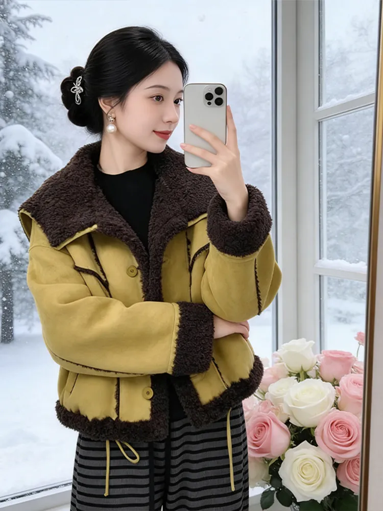 Jaqueta Feminina de Couro Sintético Faionable, Casual e Quente, Nova Coleção Inverno 2026, Versátil, Material de Alta Qualidade, Estilo Cleanfit