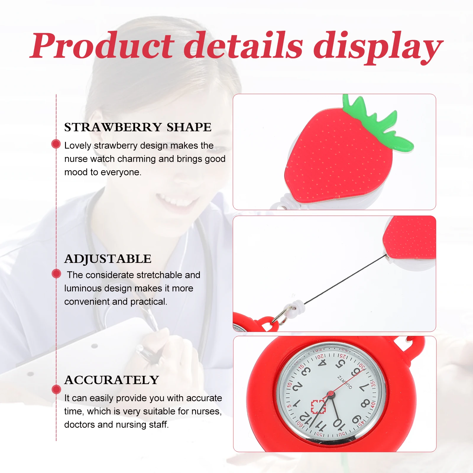 

Nurse Pocket Watch Retractable Hanging Precision Sturdy Craftsmanship Material Birthday Gift Easy Time Check Pocket for Nurse