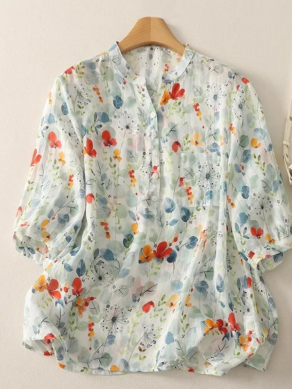 

Свободный крой, японский Sle, художественный ретро-принт, ort Sve Silk, женская удобная повседневная одежда большого размера