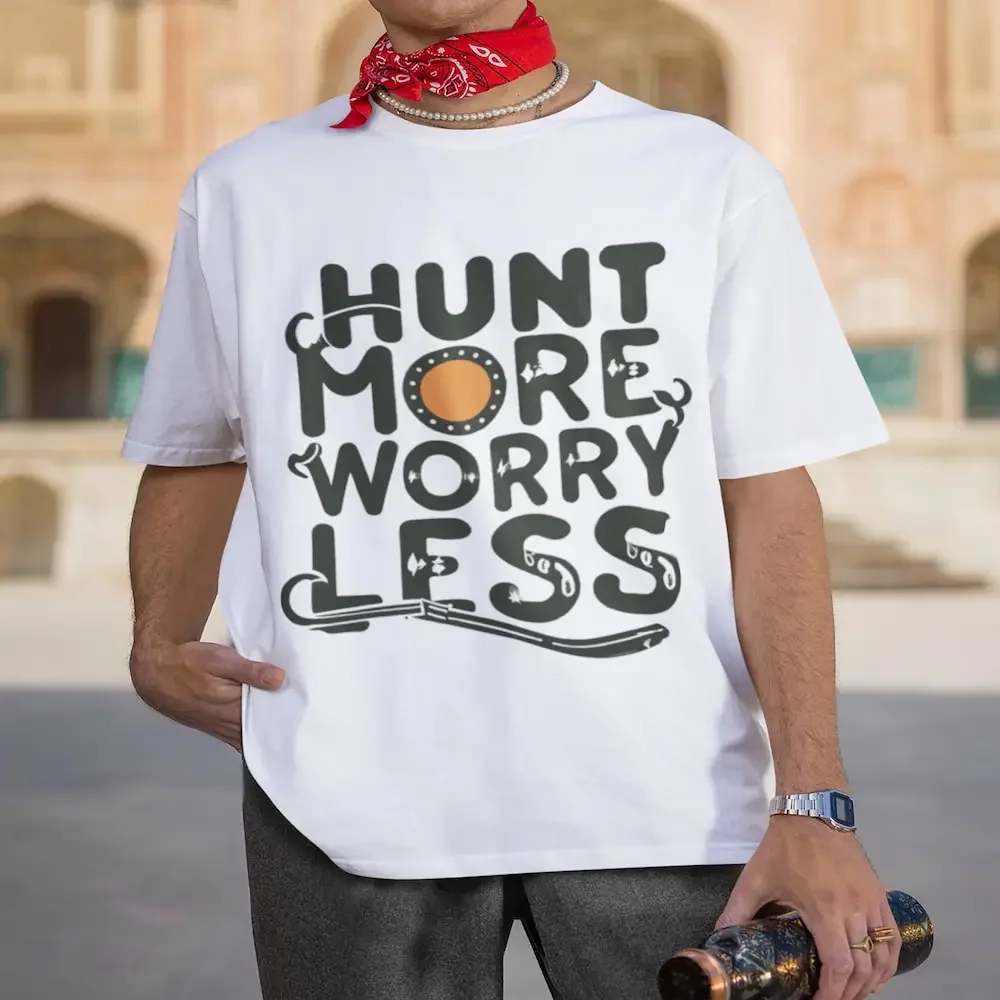 

Hunt More Worry Less Funny Hunter Outfit Hunting Husband Gift It'S Season Dad Clothes T shirt