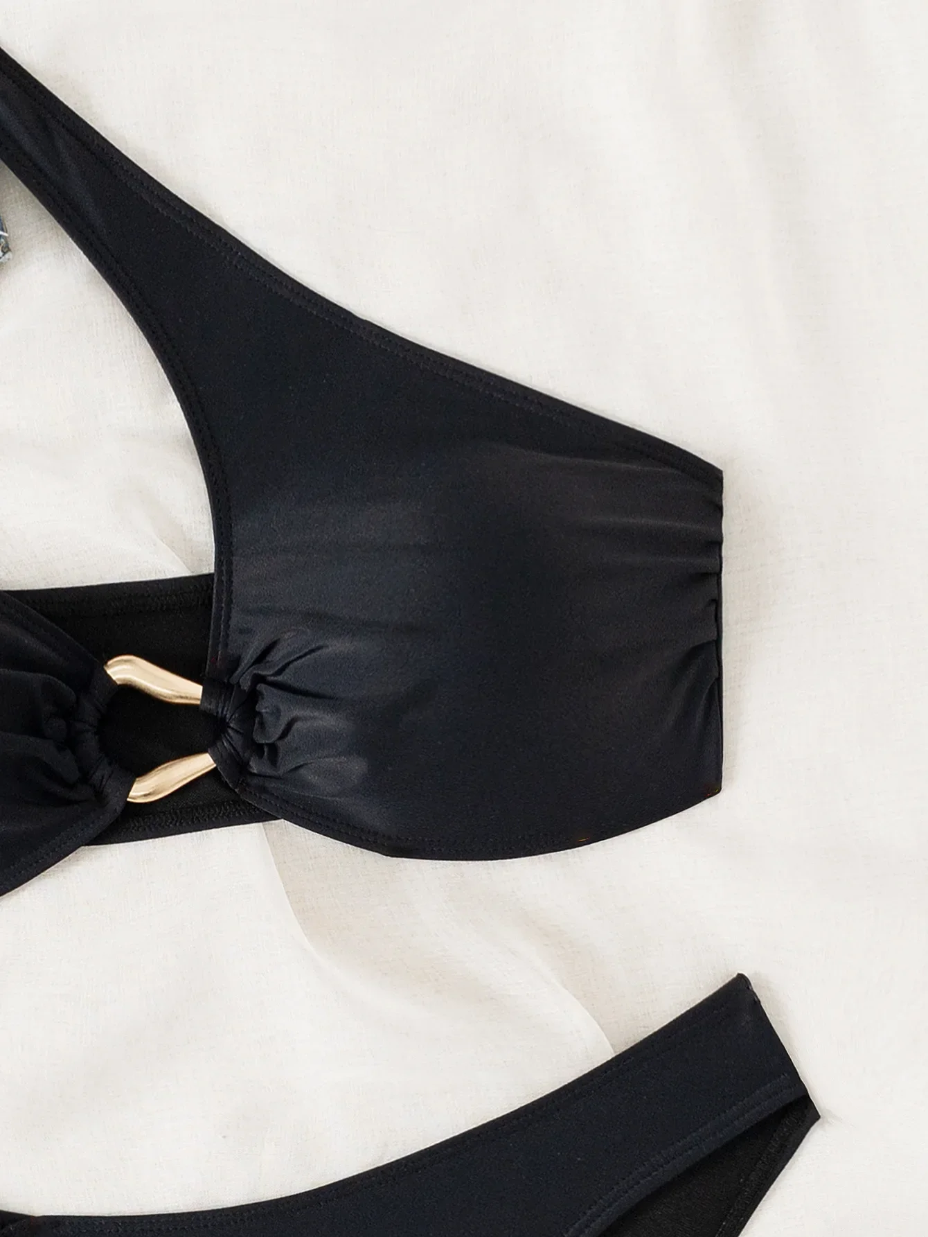 2025 New Women's Bikini Set Sexy Single Slant Shoulder Backless Swimsuit 2 Piece Set Beach Vacation Summer Bathing Suit Swimwear