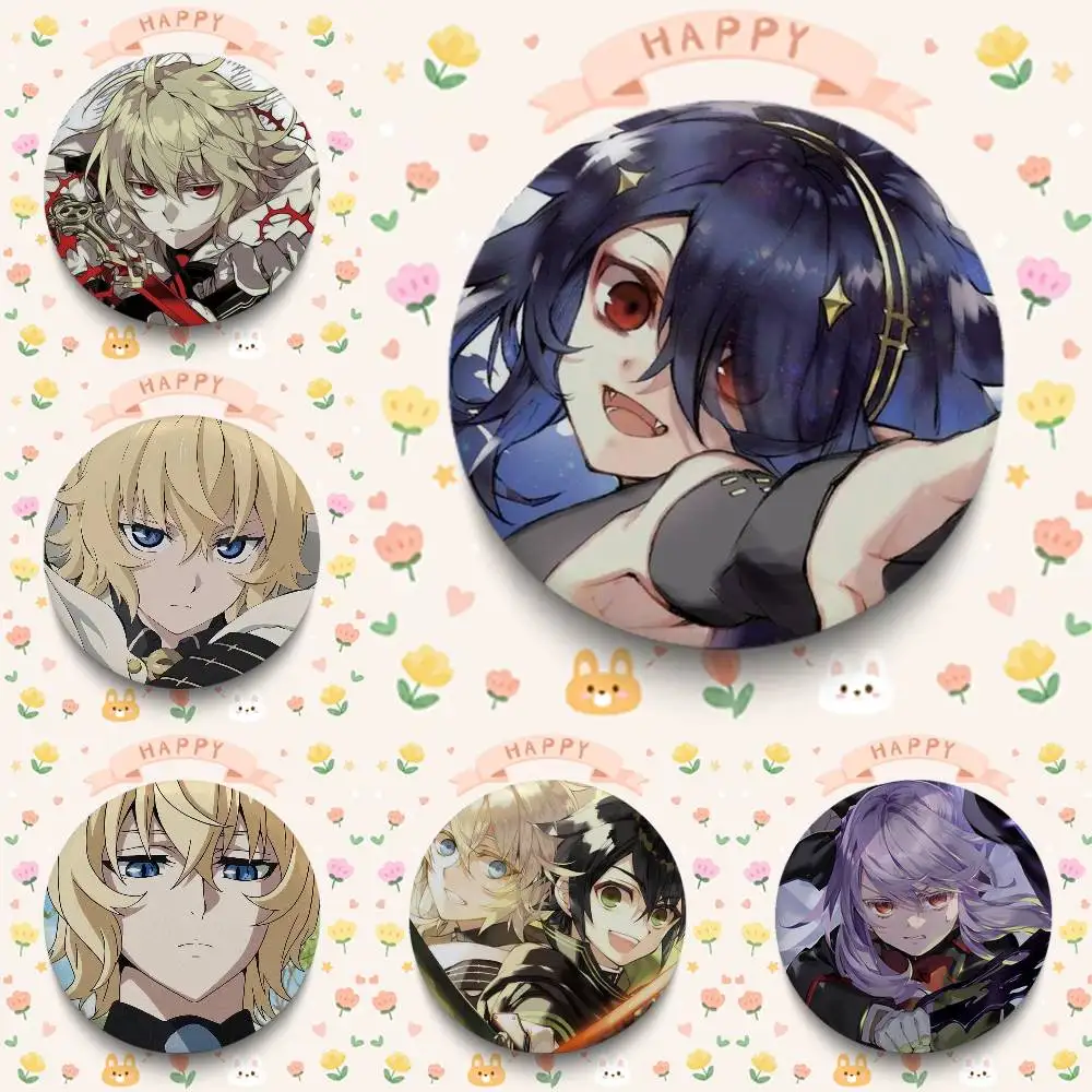 Anime Seraph Of The End Badges Button Round Creative Pin Brooch Badge Bag Decor Accessories Fans Collect Friends Gifts