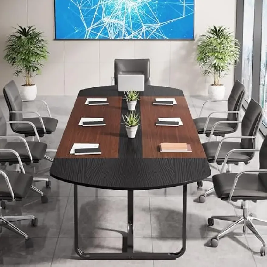 Mesa de conferência de 6 pés, 70,86 "L x 35,43" L x 29,52 "H polegadas Mesa de reunião em formato oval, mesa de gerenciamento moderna para sala de conferências