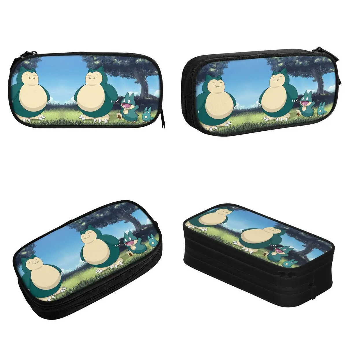 Snorlax Mega Evolution Pencil Cases Pokemon Pencilcases Pen Holder for Student Pencil Bags Students School Gift Stationery