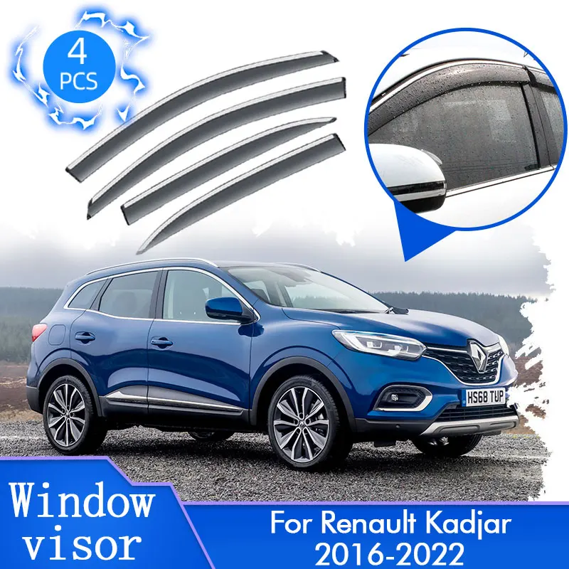 

For Renault Kadjar 2016~2022 Car Door Side Sun Rain Windows Visors Deflector Awnings Guards Shelters Weathershields Accessories