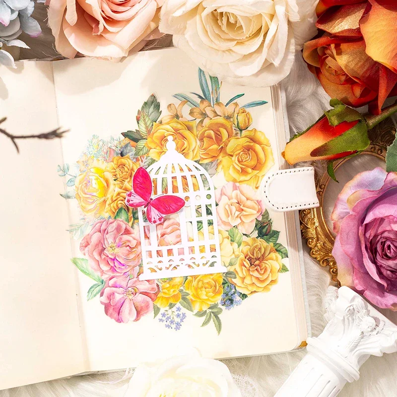5 Stück PET-Aufkleber aus der Rose Promise-Serie, Dual Process Rose Theme DIY Supplies, niedliche Aufkleber