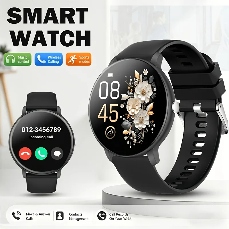 1pc New Round-Style Unisex Multi-Function Smartwatch, Stylish and Innovative, Supports Wireless Calls and Message Notifications, Multiple Sports Modes, Simple and Elegant, Suitable for Iphone and Android