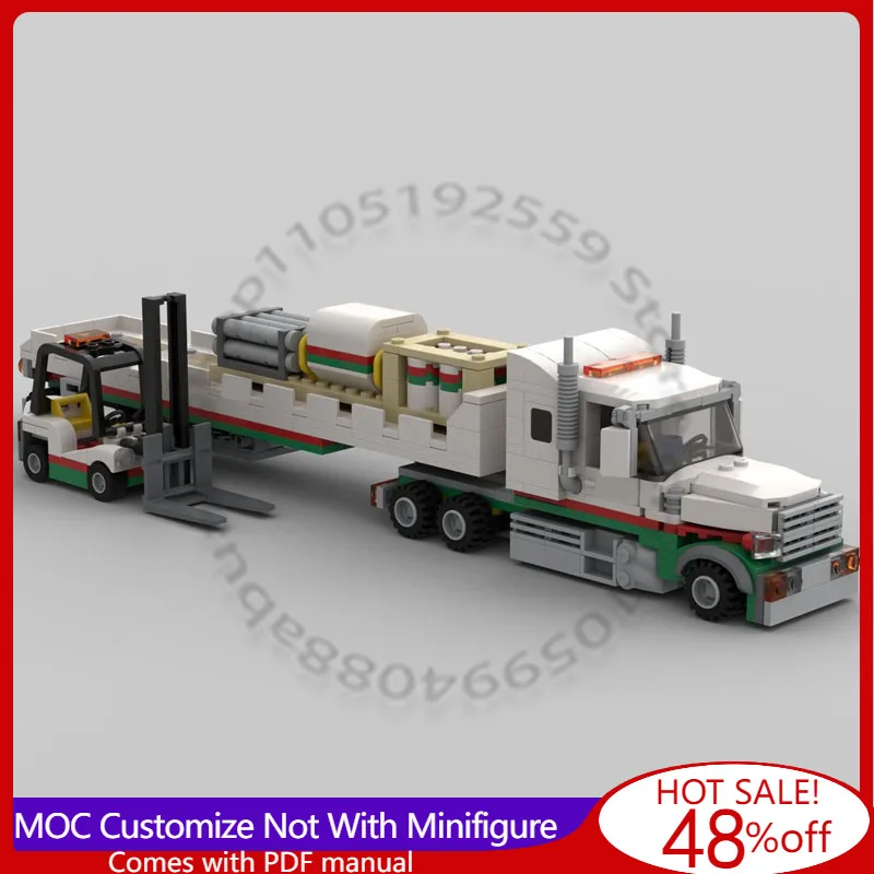 

598 деталей: Гиперкар-грузовик и прицеп-платформа MOC, модульный конструктор, креативный дизайн, сделай сам, игрушка для мальчиков, подарок на праздник