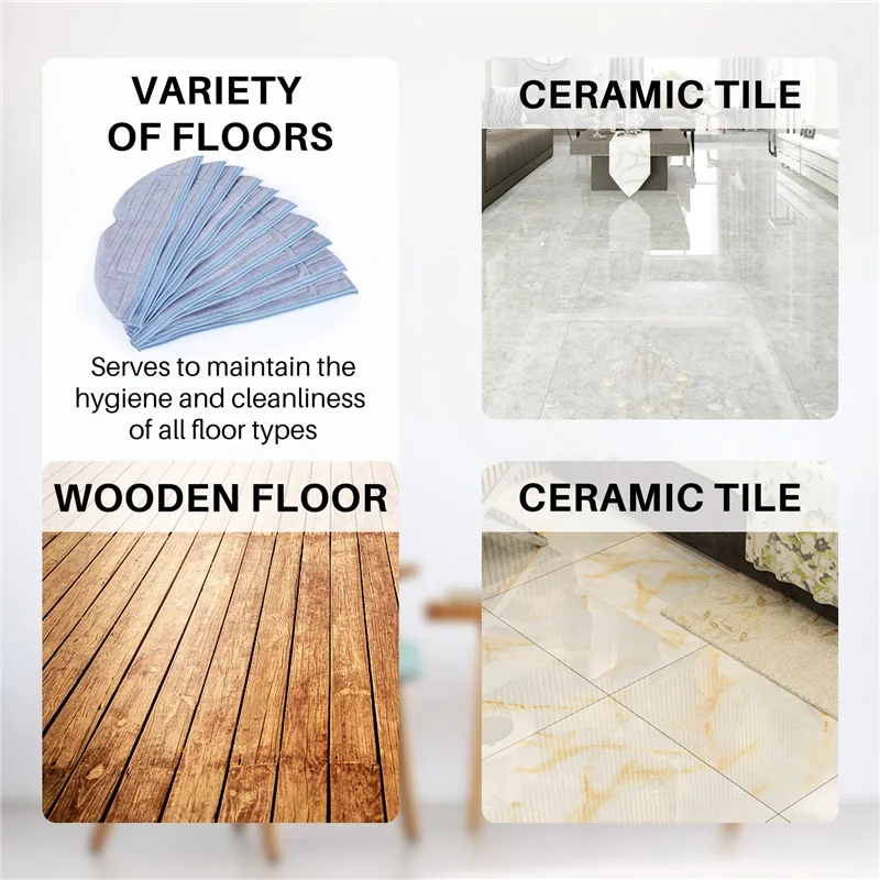 AF90-10 Pack Mop Cloth For Roborock S7 S7+ T7 T7 Plus G10 G10S Pro Vacuum Mop Pads Rag Replacement