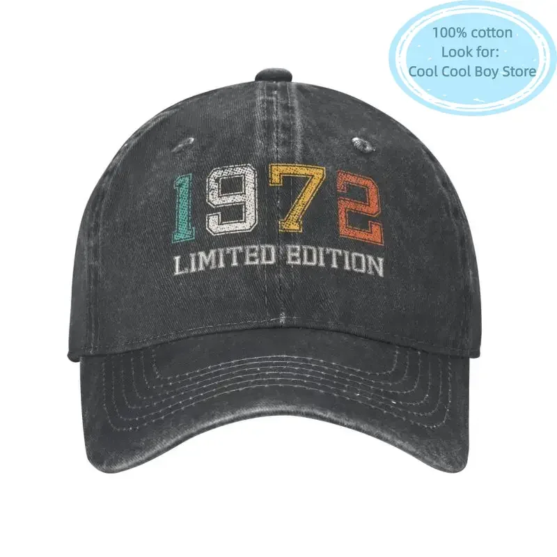 Fashion Cotton Born In 1972 Baseball Cap for Women Men Adjustable 51th Birthday Gift Limited Edition Dad Hat Sun Protection