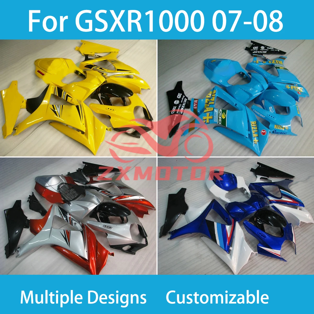 Full Fairing Kit for SUZUKI K7 GSXR1000 2007 2008 Customizable Motorcycle Accessories Shell Fairings GSXR1000 07 08