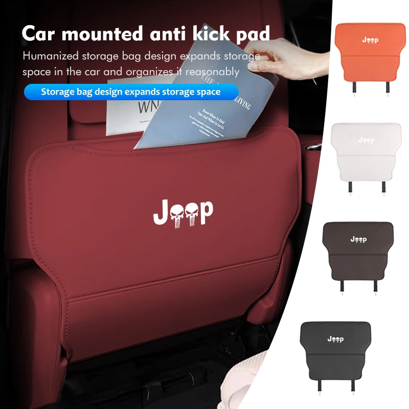 

For Jeep Car Anti Kick Pad Premium Leather Anti-Dirty Seat Back Cover Patriot Renegade Wrangler JK JL Liberty Trailhawk