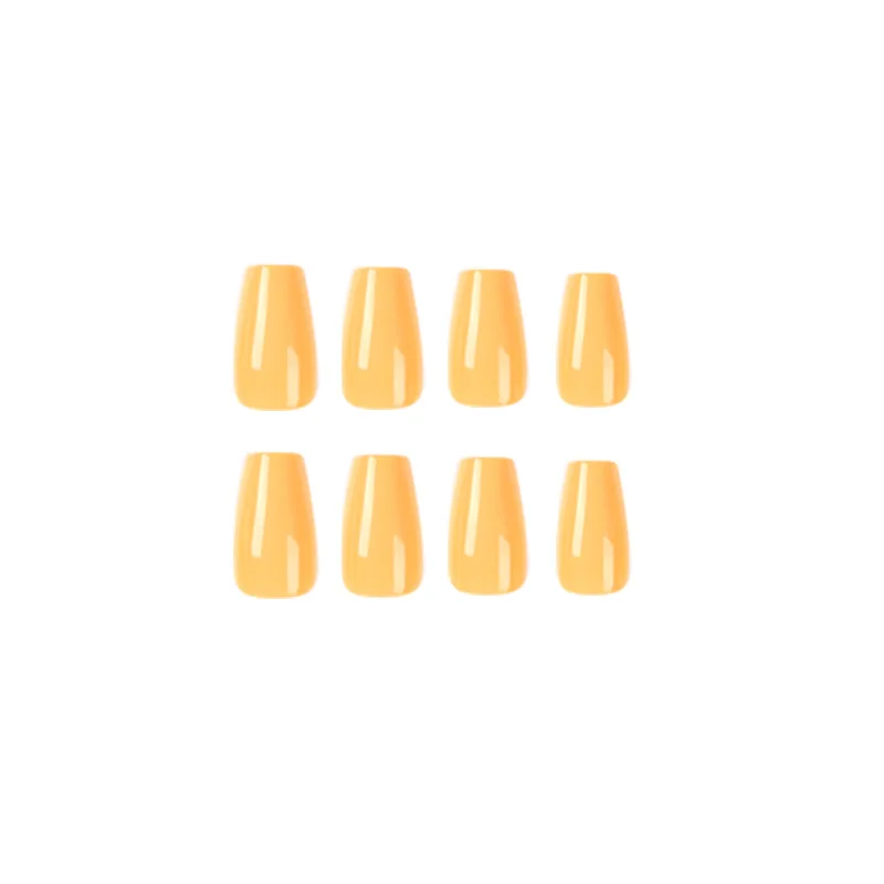 Yellow Nail Art Detachable Reusable Red Nude Solid Color Short Ballet Finished False Nails Press on Nails with Glue Wholesale