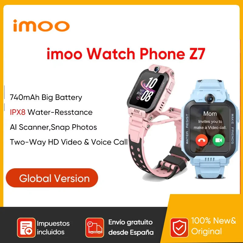 imoo Watch Phone Z7 Kids Smartwatch GPS Smart Watch with SIM 4G HD Video and Voice Call  IPX8 waterproof Global Version