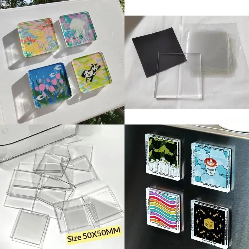10 Aimants de Réfrigérateur DIY Carrés et Ronds avec Feuille Magnétique – Kit Complet