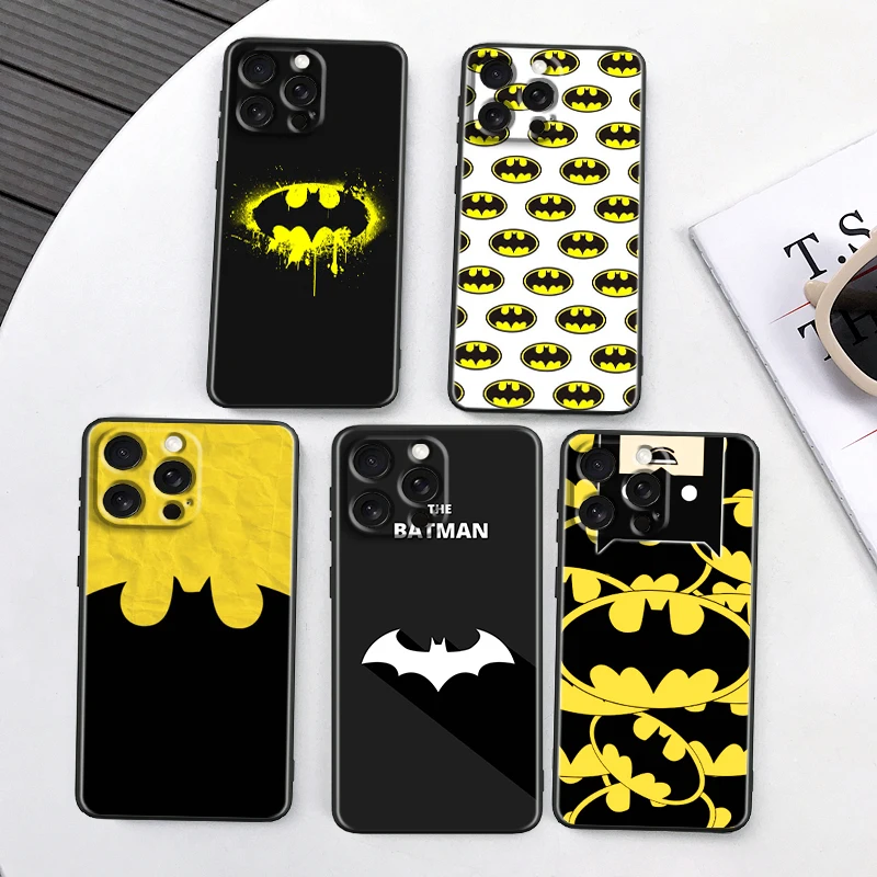 Cool Marvel B-Batmans Fashion For Apple iPhone 16 15 14 13 12 11 XS XR X Pro Max Plus Mini Black Cover Phone Case