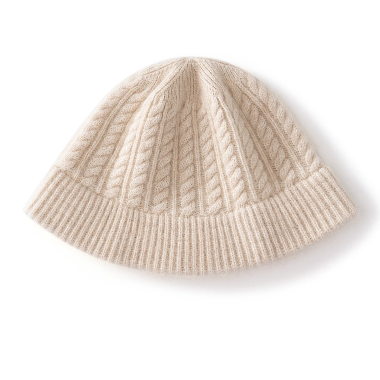 KOIJINSKY 35% Cashmere Blend Bucket Hat Women Cable Knit Fisherman Hat Ribbed Brim Warm Winter Knitted Cloche Cap Casual Daily W