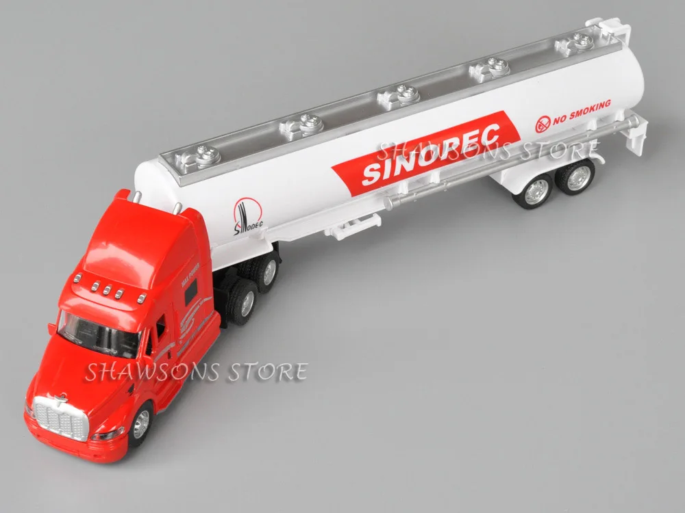 1:50 Scale Diecast Vehicle Model Toy Tractor Semi Trailer Fuel Tanker Truck Pull Back Miniature Replica With Sound & Light