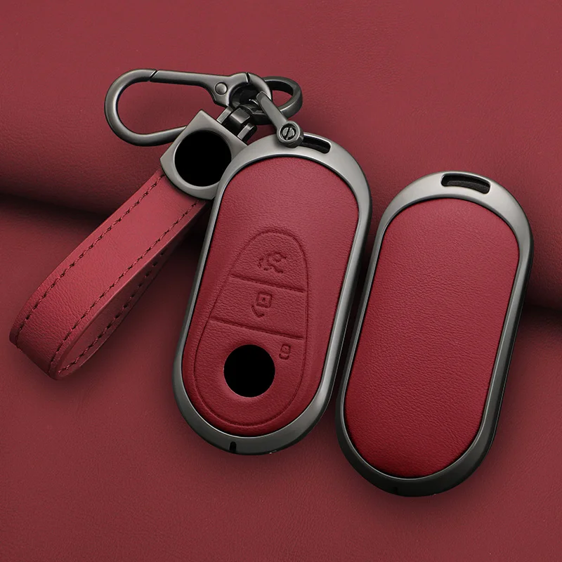 

Zinc Alloy Leather Car Key Case For Mercedes Benz C /S Class W223 W206 S350L S400L S450L S500L 2022 2023 Fob Protector Accessory