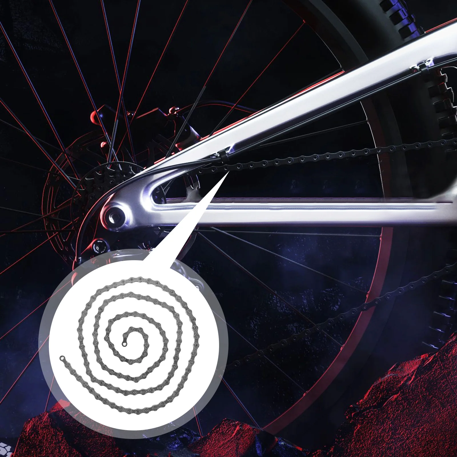 

Mountain Bike Chain Replacement Metal Cycling Chain For Bicycle Anti-Wear Durable Sturdy Link Connector Road Bike Speed