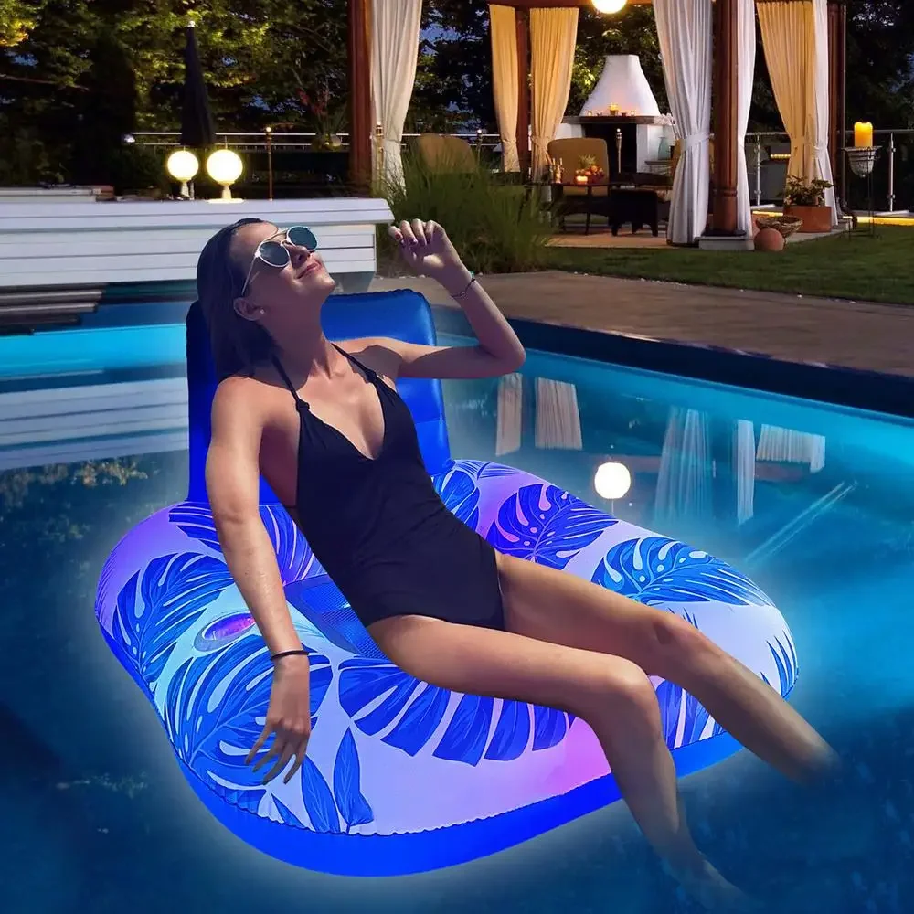 Inflatable square luminous water chair pool toy breathable swimming pool floating bed water floating row