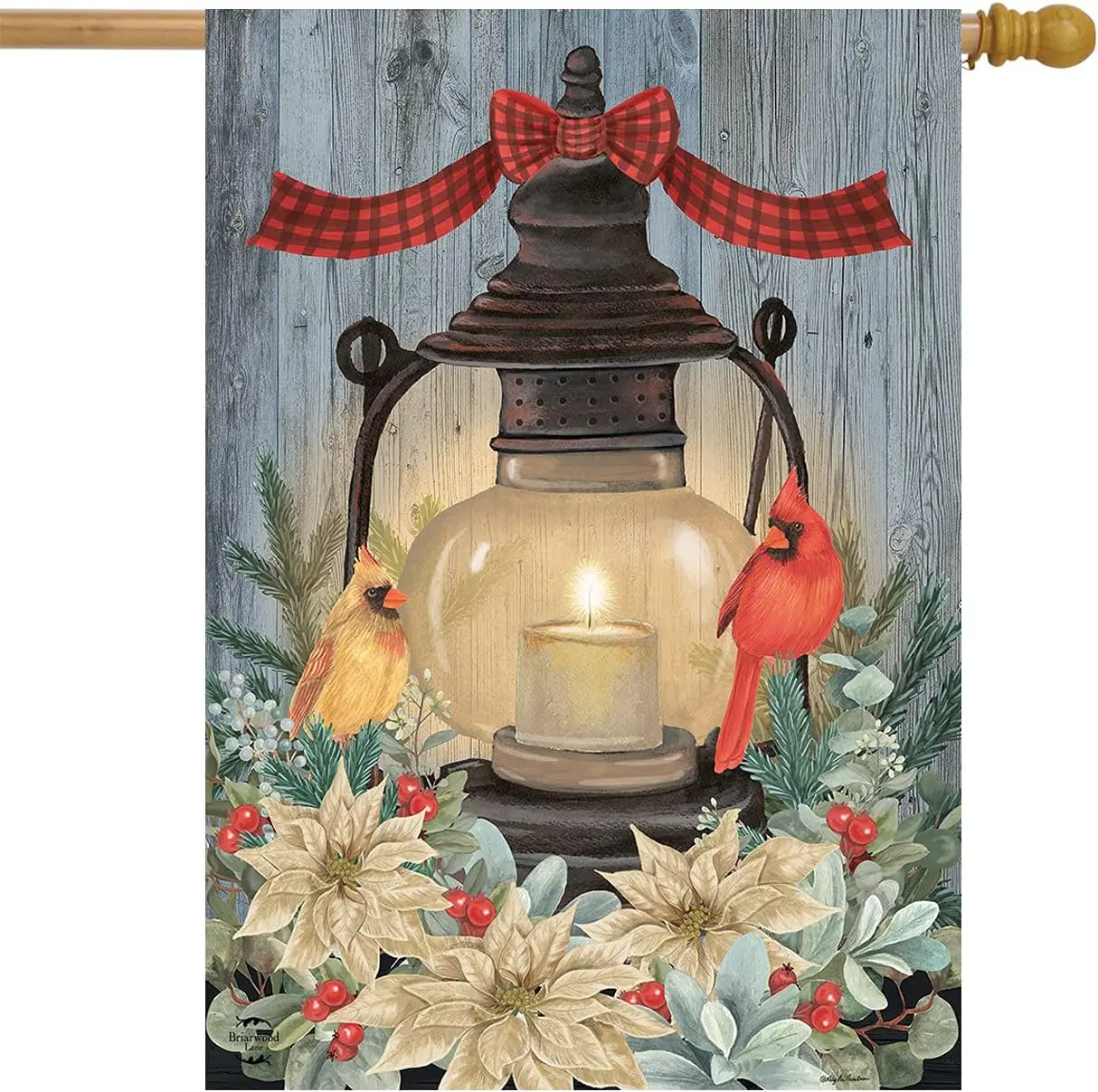 Briarwood Lane Christmas House Flag 40x28 For Outdoor Warm Winter Candle For Christmas House Flag UUL EEZ