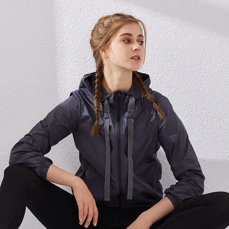 

Suncreen Women Yoga Shirt Long Sleeve Zip Up Hoodie Jacket Sweatshirt Running Jogger Fitness Gym Cycling Casual Workout Jacket