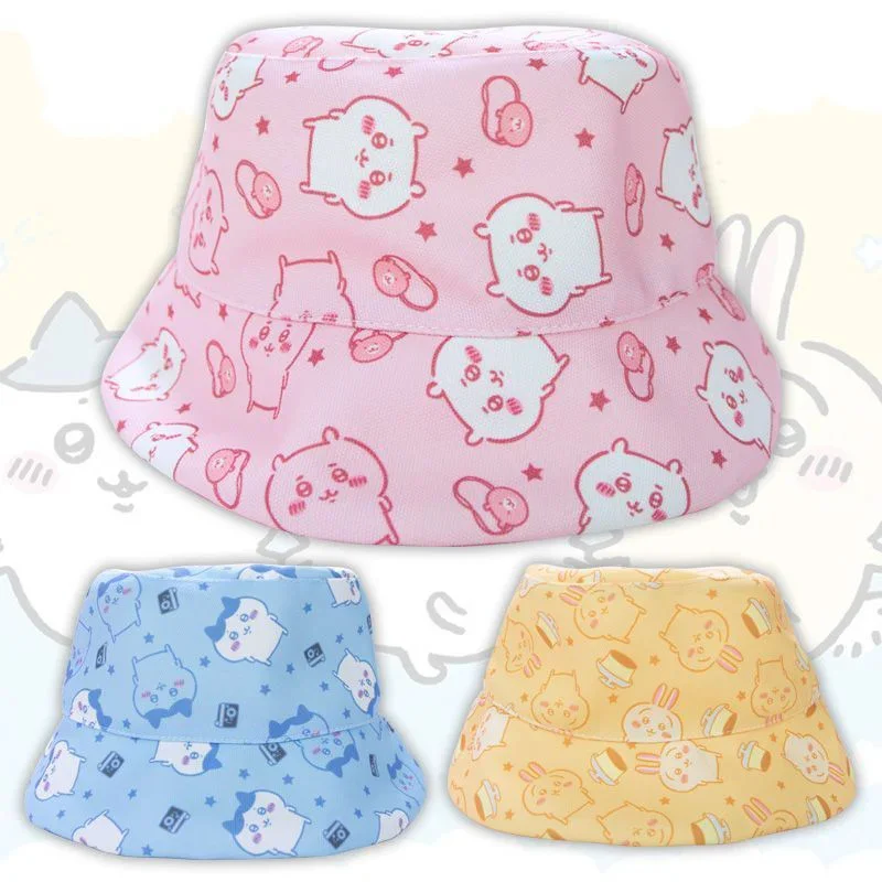 

Kawaii Miniso Chiikawa Fisherman Hat Hachiware Usagi Cute Anime Girl Sun Protection Sports Hat Canvas Cotton Holiday Gift