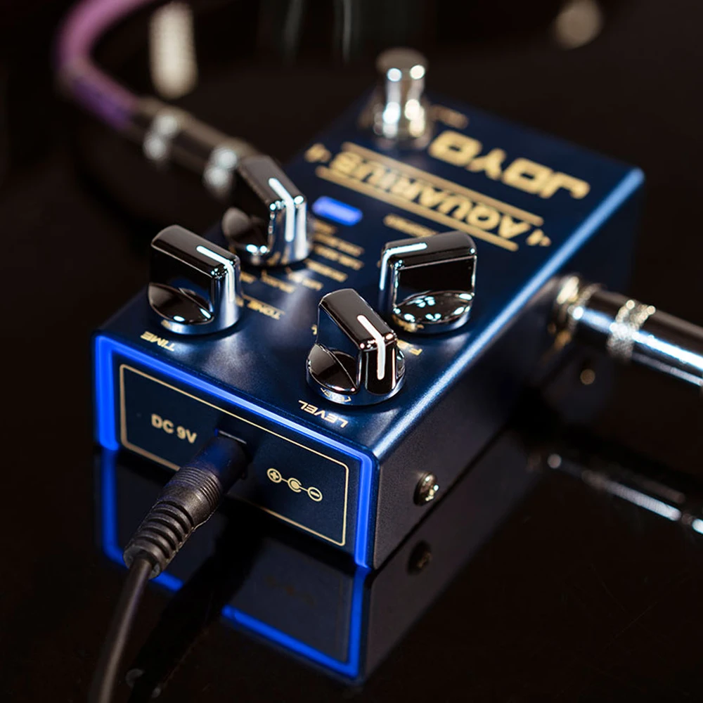 دواسة تأخير JOYO R-07 AQUARIUS متعددة الأوضاع 8 تأثيرات تأخير رقمية مدمجة في الصنبور TEMPO مع دواسة جيتار وتسجيل 5 دقائق وبير