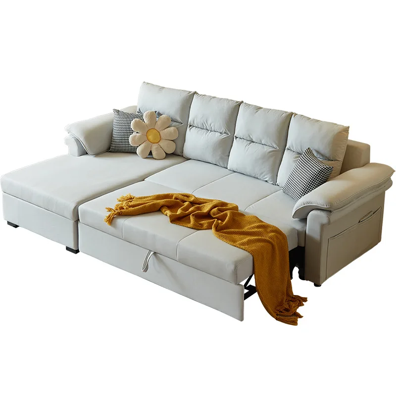 Multifunctional sofa bed, storage sofa + lifting and retractable coffee
