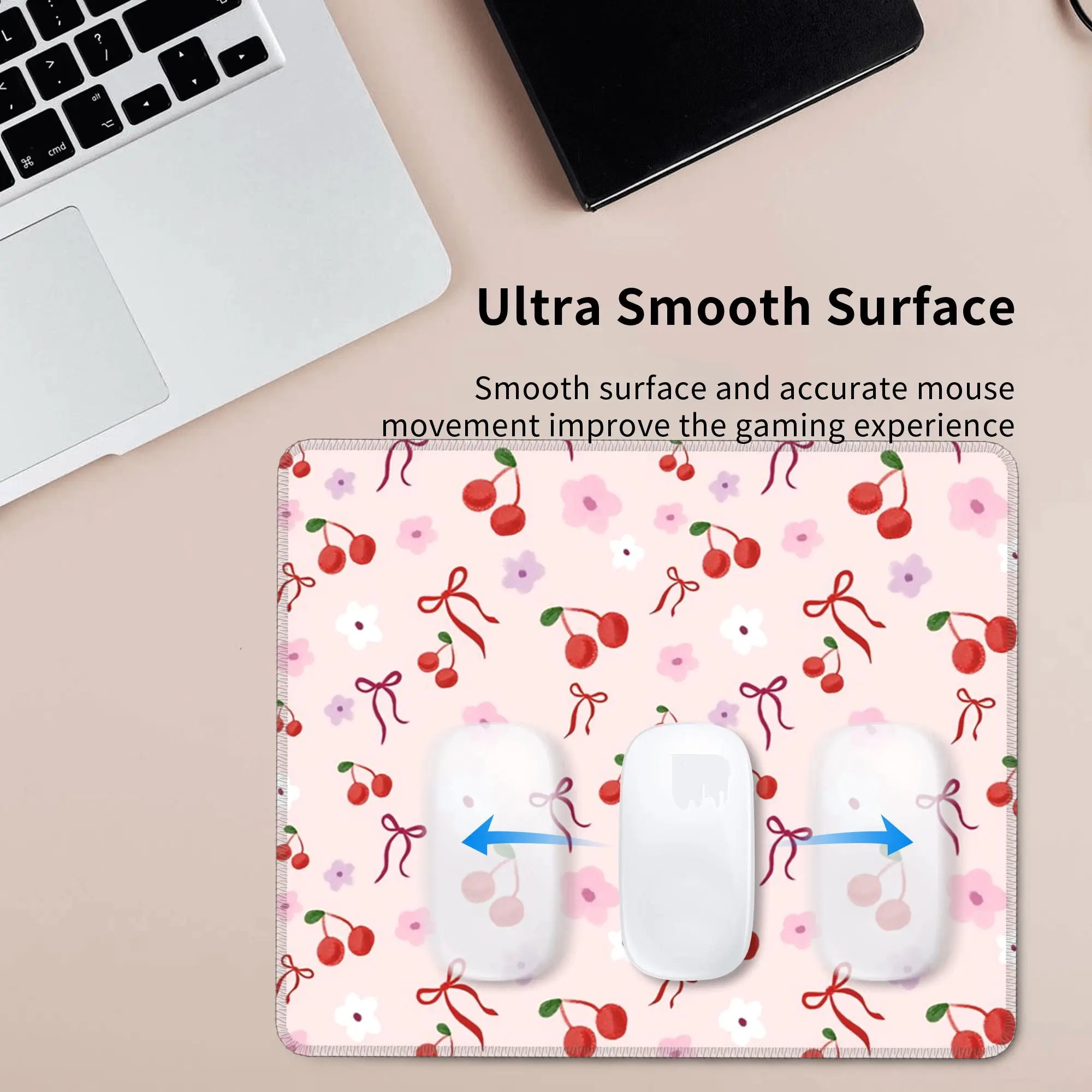 Cute Cartoon Cherry With Bow Pattern Mouse Pad Computer Keyboard Mouse Mat Gamer PC Laptop Desk Mat Office Table Mats