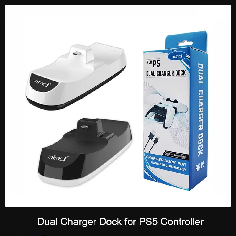 Base de carga Dual para mando inalámbrico PS5, controlador de juegos con luz LED