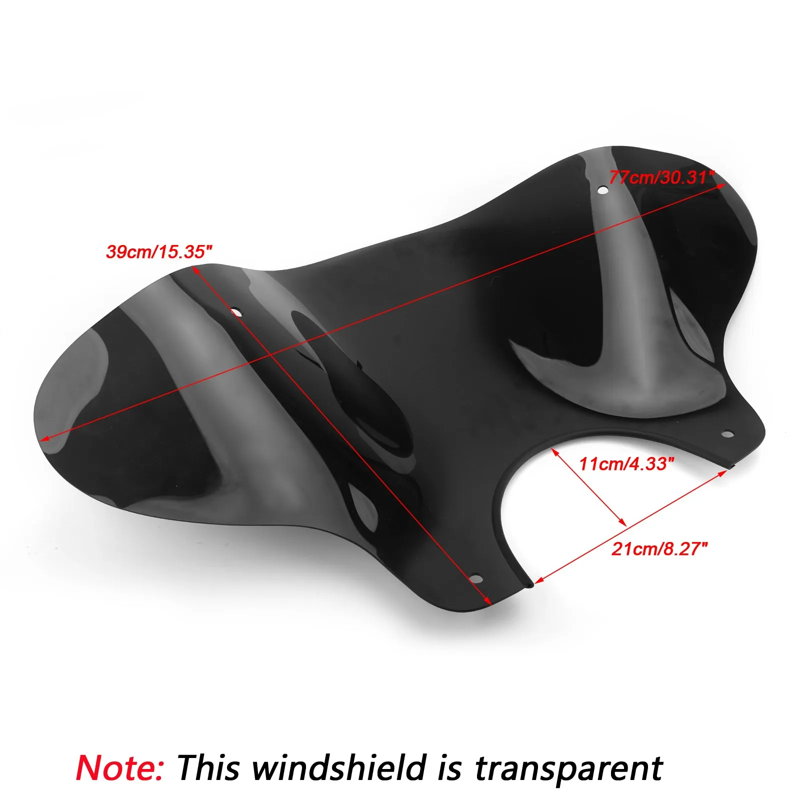 Universal Motorcycle Cruiser Windshield Windscreen With Mounting Kit Black