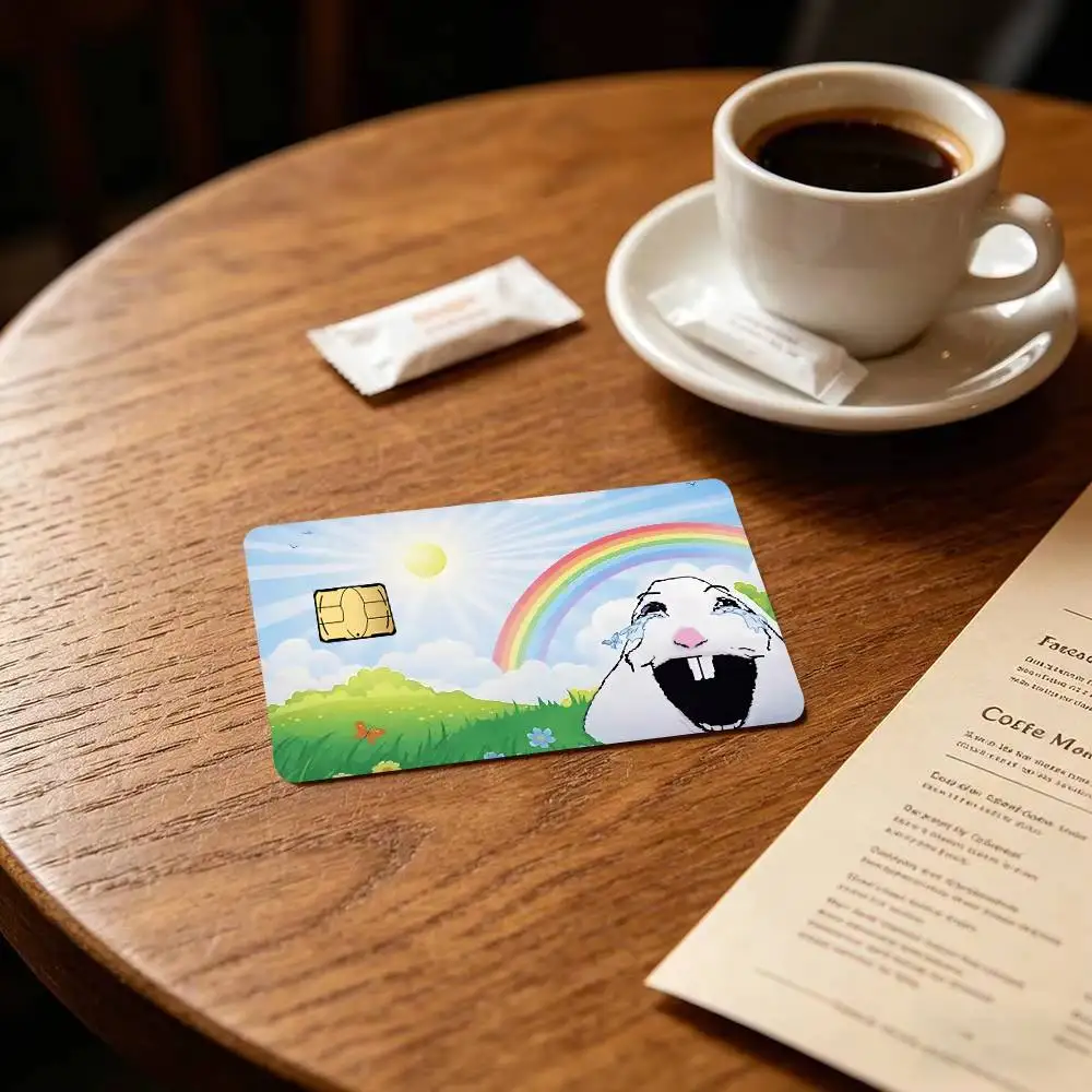 Creative Funny Hamster Meme  Diy Credit Debit Card Sticker Party Sticker Decoration Waterproof Small Chip Card Skin Sticker