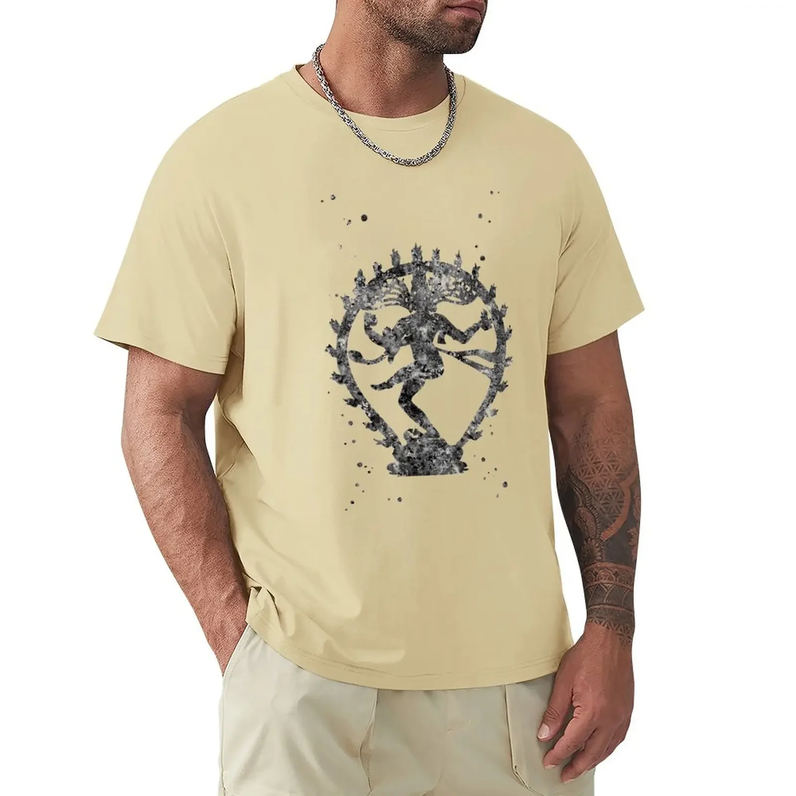 Animal Print Plain Mens Graphic T-shirts Hip Hop Nataraja, Shiva, The Lord of Dance, Watercolor Shiva, Lord Shiva T-Shirt Boys