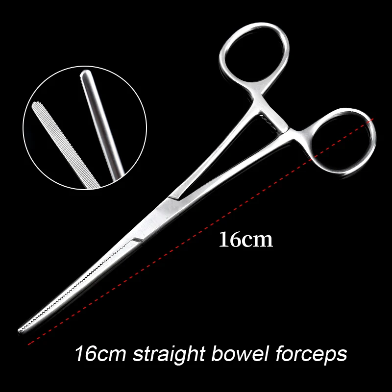 

Medical anorectal stainless steel intestinal forceps straight head elbow 22cm 1pcs