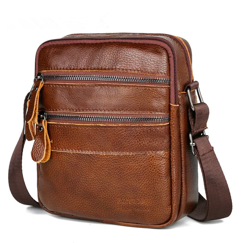 Famous Brand Cowhide Men Bags Casual Business Real Leather Male Crossbody Messenger Bag Vintage Men's Shoulder Bags