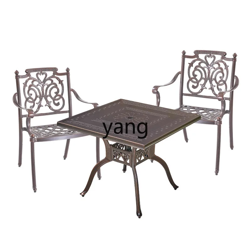 

LH outdoor cast aluminum tables and chairs garden outdoor round table leisure balcony villa terrace barbecue table