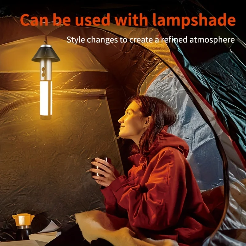 Luz LED plegable recargable por USB para acampar, linterna de pesca recargable con atenuación, luz de ambiente nocturno, luz de emergencia para energía