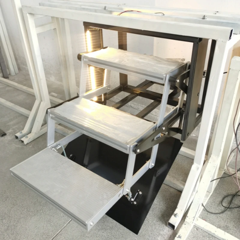 

RV Accessories Customizable 520mm RV Steps With LED Light Aluminum Stainless Steel Folding 3 Step Electric/Manual Steps