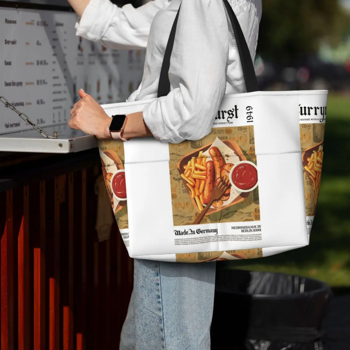 Currywurst Wall Art Beach Tote Bag Sport Gym Yoga Duffle Large Tote Bag Women Travel Bag Fitness bag