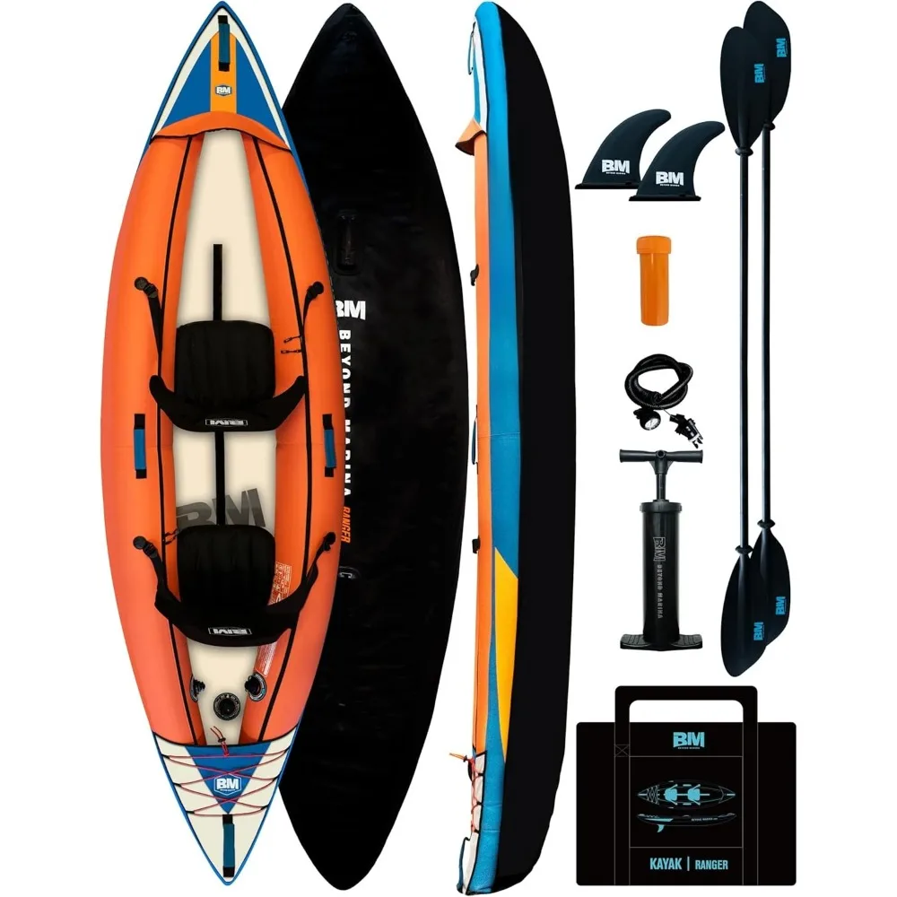 

Inflatable Kayak 2 Person, Recreational Touring Kayak,Inflatable Kayak Seat, Hand Pump with Pressure Guage