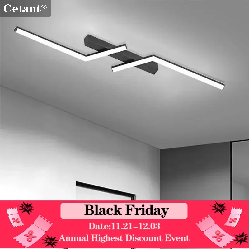 Modern LED Line Ceiling Lamp 60/80/100CM Stairs Aisle Corridor Living Room Cloakroom Fixture Gold Black Home Led Ceiling Lights