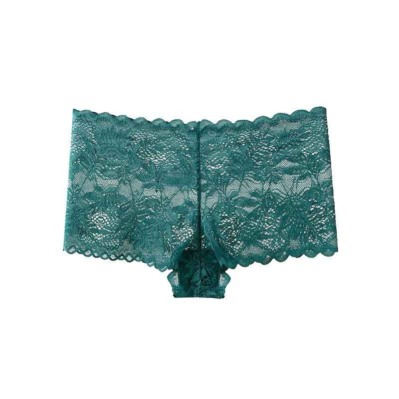 Culotte en dentelle pour femme, taille V, taille basse, sexy, transparente, lingerie florale, slip boxer, grande taille S-XL