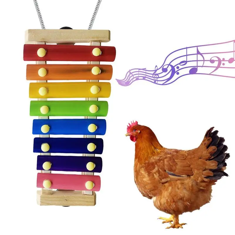 Colorful Hanging Xylophone Toy For Bird Multifunctional Chicken Xylophone Toys With Bells Wooden Toys For Bird Cage Accessories