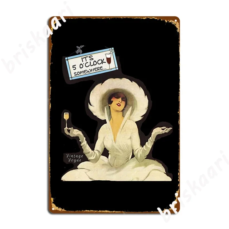 ملصق عتيق It’s 5 O'Clock Somewhere لوحة معدنية للحانة والمرآب ولوحة جدارية للنادي يخلق ملصقًا من القصدير