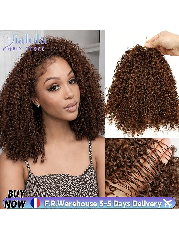 Chocoladebruine krullende hairextensions van echt haar, onzichtbare Miracle Knot vlechten, kleine spiralen, krulveren, hairextensions 30 inch - afbeelding 2